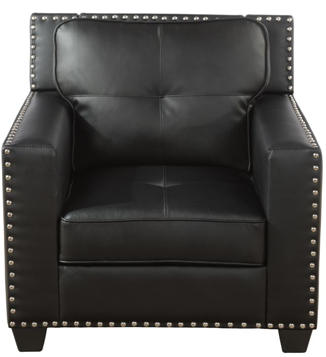 TV Chair, Soft Chair with Rivet Design, Faux Leather Classic Chair for Office Home Bedroom, Black