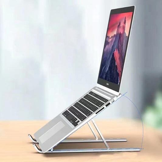 Laptop Stand, Aluminum Alloy Foldable Portable Laptop Stand with 6 Gears Customize, Lightweight Non-Slip Laptop Holder, Easy Heat Dissipation, Silver