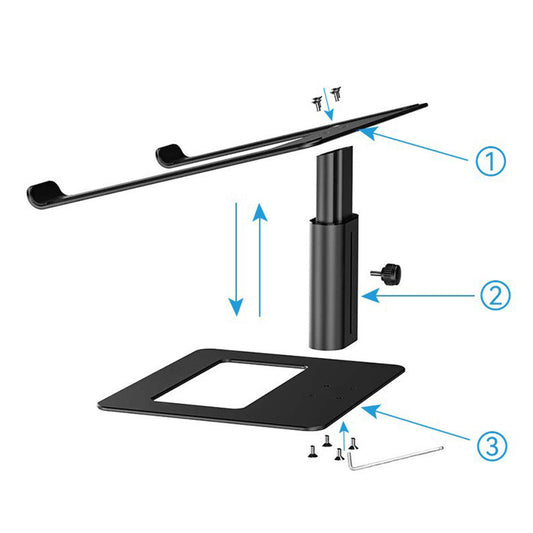 Laptop Stand, Height Adjustable Laptop Riser, Aluminum Alloy Notebook Holder for Desk, Compatible with 13-17in Laptop, Black