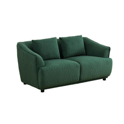 Green Velvet Small Couch, Modern 2-Seater Guest Sofa with Armrest for Living Room, Bedroom, Office, Apartment