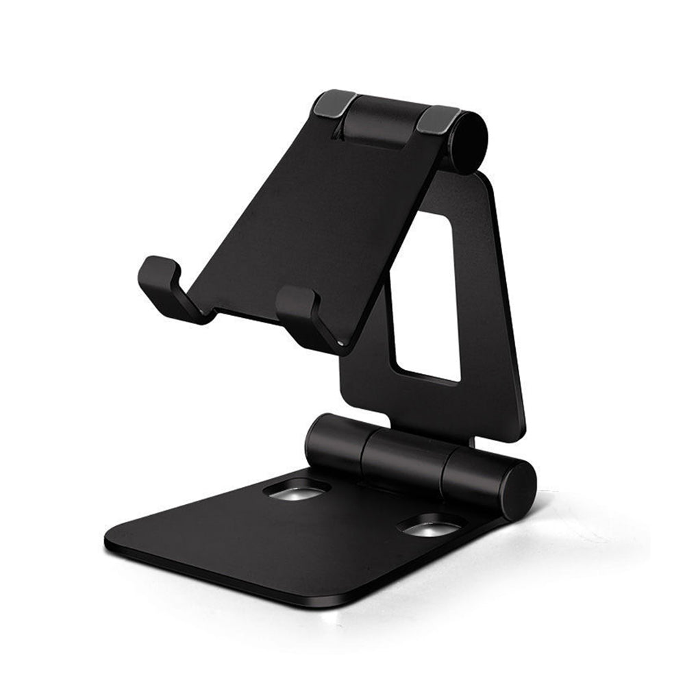 Adjustable Cell Phone Stand for Desk, Foldable Cell Phone Holder, Aluminum Alloy Desktop Cell Phone Holder, Black