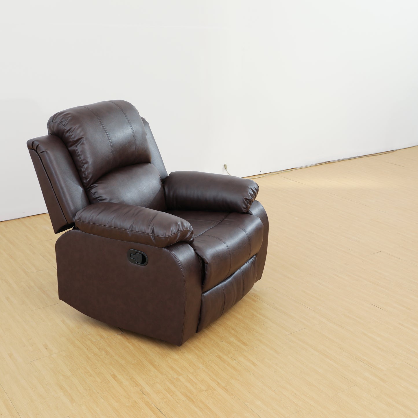 Manual Brown Leather Chair, Adjustable Living Room Sofa with Tilting