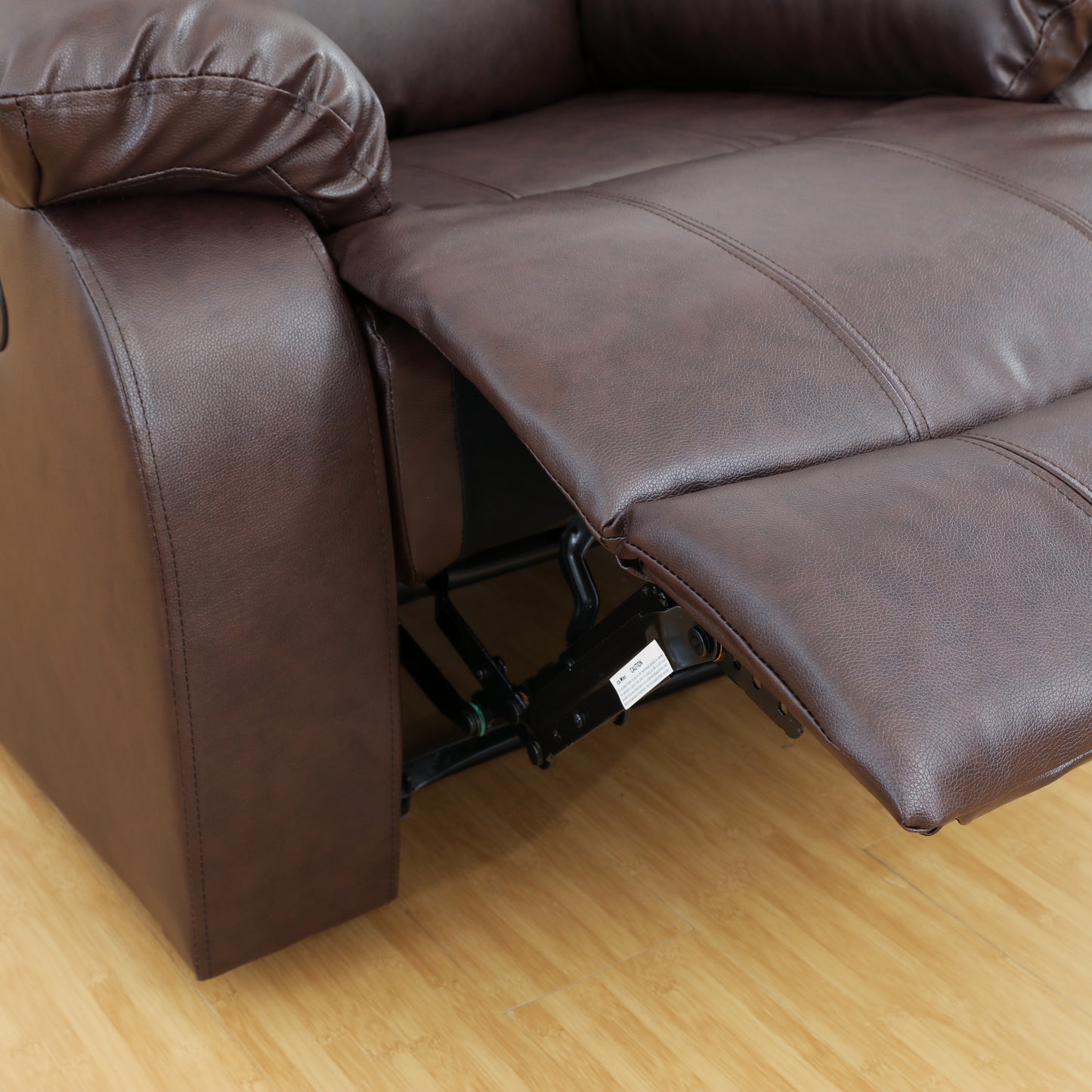 Manual Brown Leather Chair, Adjustable Living Room Sofa with Tilting