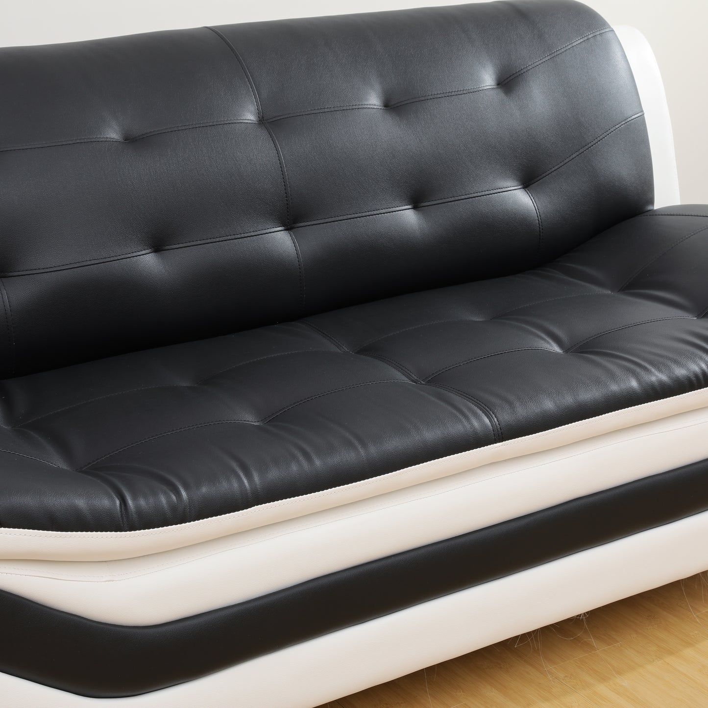 Black & White 3 Seater Couch for Living Room Lounge / Office, Relaxing Sofa with Tufted Design