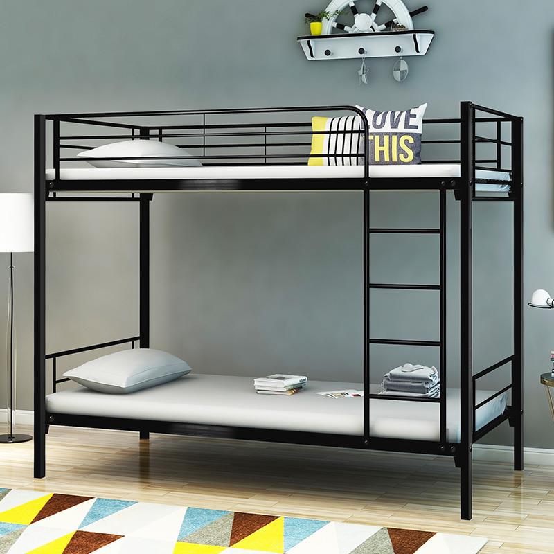 Metal Twin over Twin Bunk Bed, Heavy-duty Sturdy Metal Bed with Side Ladders, Safety Guardrail, No Box Spring Needed, Black