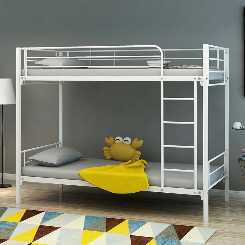 Metal Twin over Twin Bunk Bed, Heavy-duty Sturdy Metal Bed with Side Ladders, Safety Guardrail, No Box Spring Needed, White