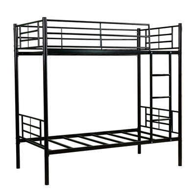 Metal Twin over Twin Bunk Bed, Heavy-duty Sturdy Metal Bed with Side Ladders, Safety Guardrail, No Box Spring Needed, Black