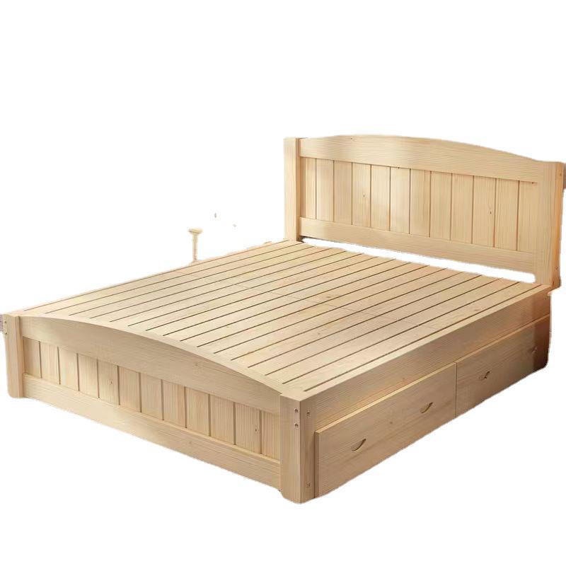 Platform Bed With Headboard and Two Drawers, Brown