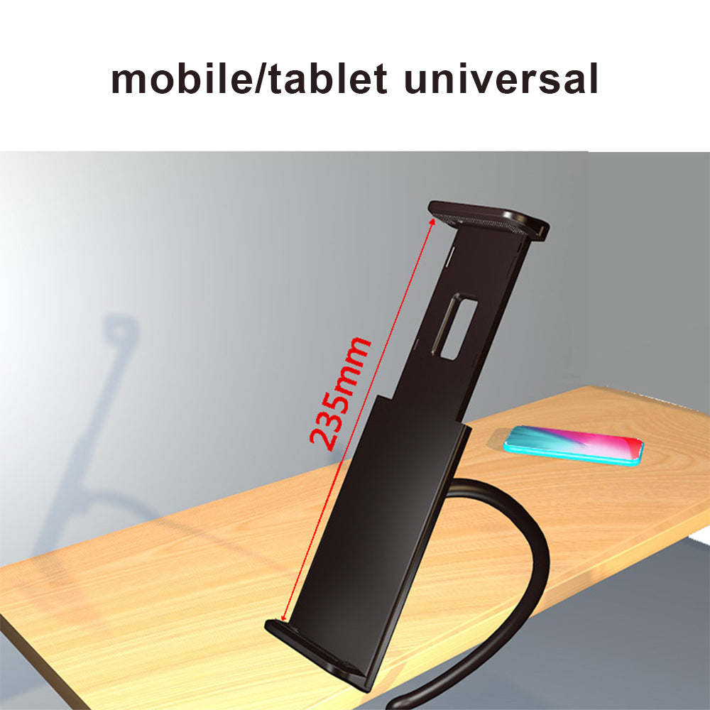 Tablet Holder with 360° Rotatable Base, Mobile Phone Holder with 2 clips for Desk, Compatible with iPad and Phone from 4.3-13 inches, Black