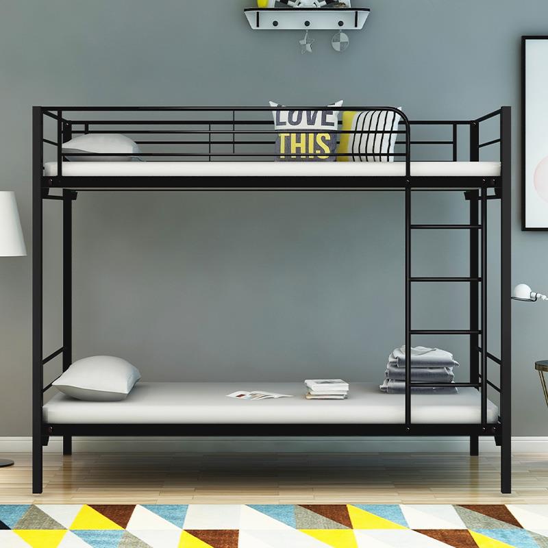 Metal Twin over Twin Bunk Bed, Heavy-duty Sturdy Metal Bed with Side Ladders, Safety Guardrail, No Box Spring Needed, Black